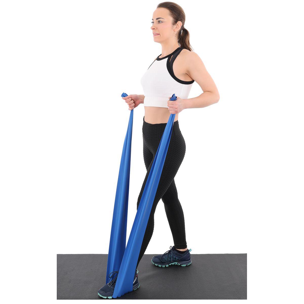 TAŚMA TRENINGOWA DO ĆWICZEŃ PILATES 2000x150x0,550MM 15-25KG NIEBIESKA - obrazek 8