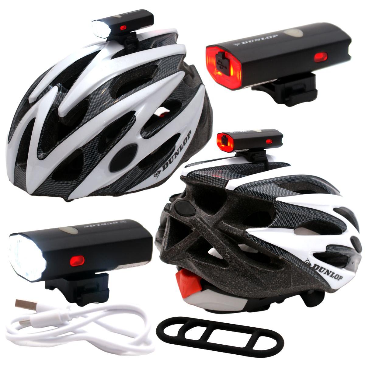LAMPA ROWEROWA 2W1 ŁADOWANIE usb, UCHWYT DO MOCOWANIA NA KASKU DUNLOP - obrazek 2