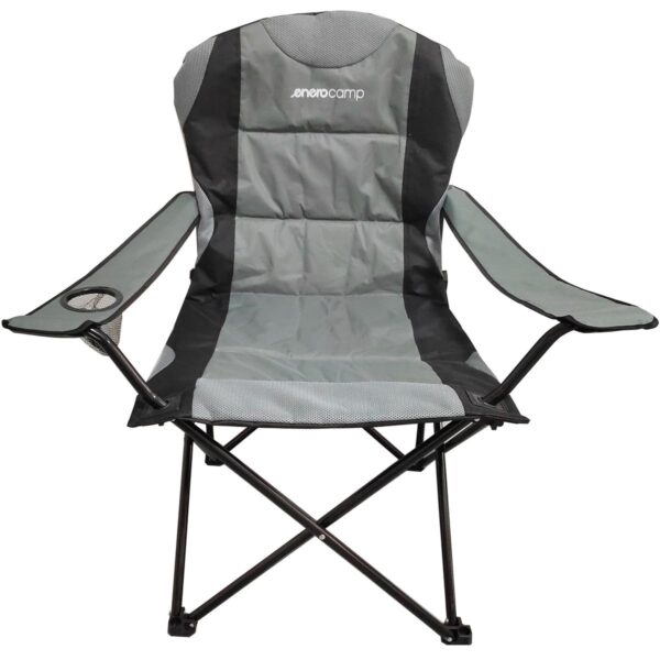 KRZESŁO TURYSTYCZNE SKŁADANE LUX 60X60X105CM SZARO-CZARNE