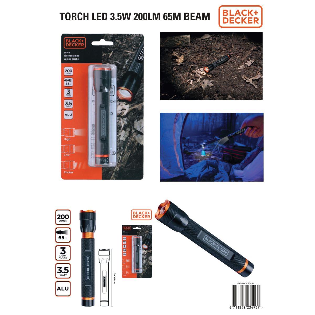 LATARKA TAKTYCZNA ALUMINIOWA 3,5W 200LUMENÓW BLACK + DECKER - obrazek 3
