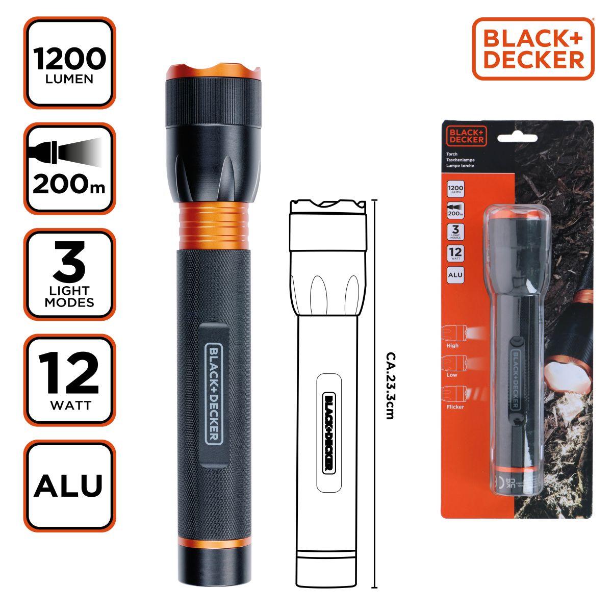 LATARKA TAKTYCZNA ALUMINIOWA 12W 1200LUMENÓW BLACK + DECKER - obrazek 7
